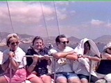 Tenerife: After we visit the crater we go to the coast and board a catamaran to visit the local family of Sperm Whales. That's Lily hiding under the towel.